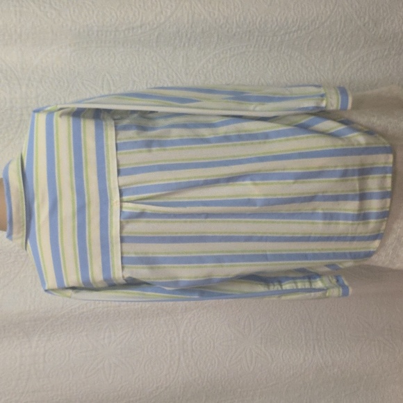 Appleseed's Pastel Blue and Light Green Striped Top Shirt Business Casual Womens - Picture 6 of 9